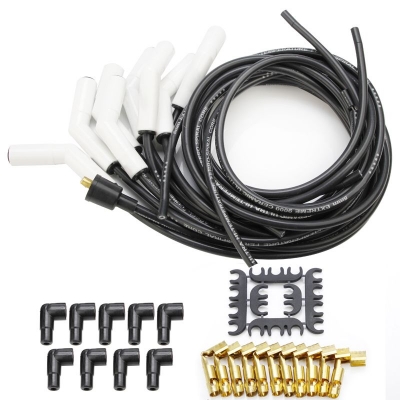 8mm Universal Spark Plug Wire Set with 135 DEG White Ceramic Boots