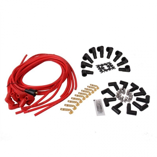 Universal Spark Plug Wire Set - 8.5mm Red Silicone With Straight Boots