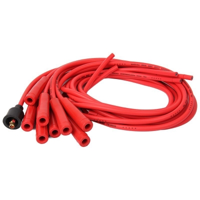 8mm Red Spark Plug Wire Set With Straight Silicone Boots